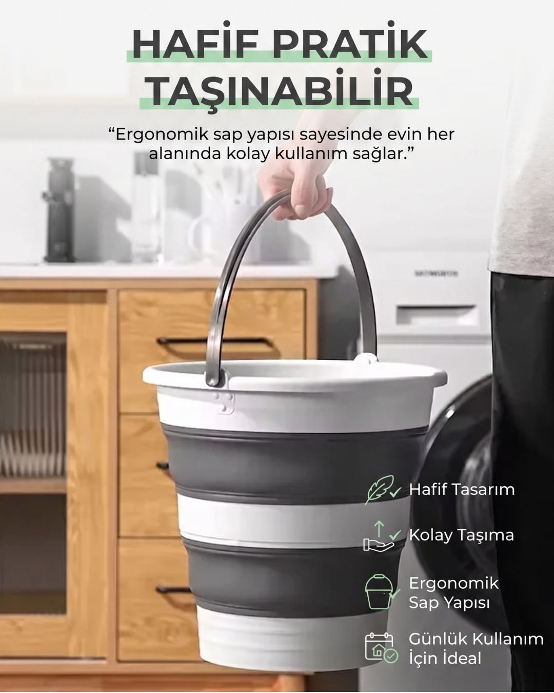 AkıllıTemizlik™ Pro Katlanabilir Çok Amaçlı Kova